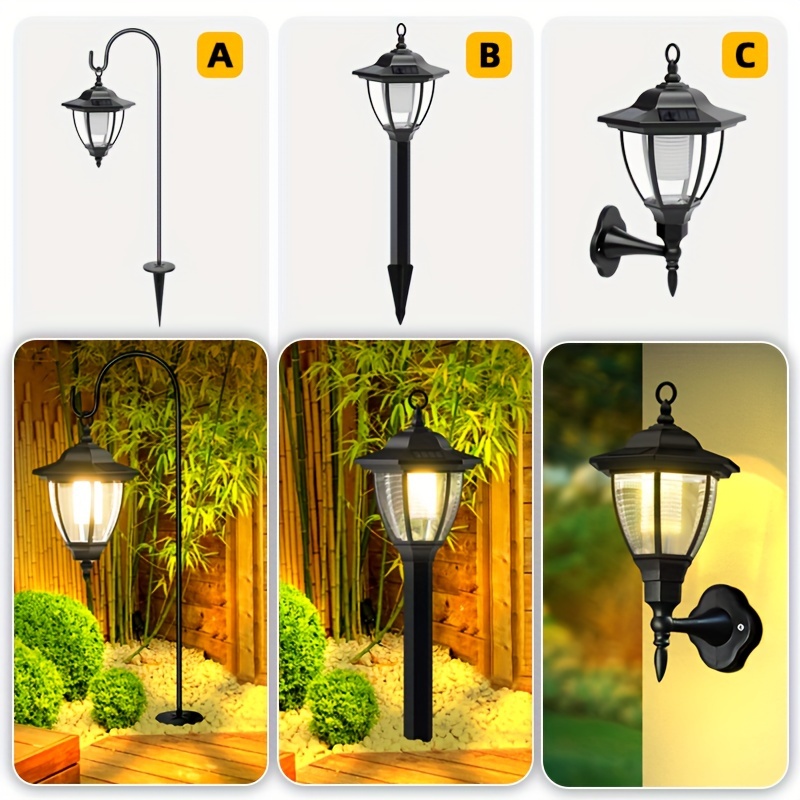 2 pack hanging solar lights for outside solar garden lights decorative lanterns with 2 shepherd hooks waterproof landscape lighting for lawn patio yard pathway driveway