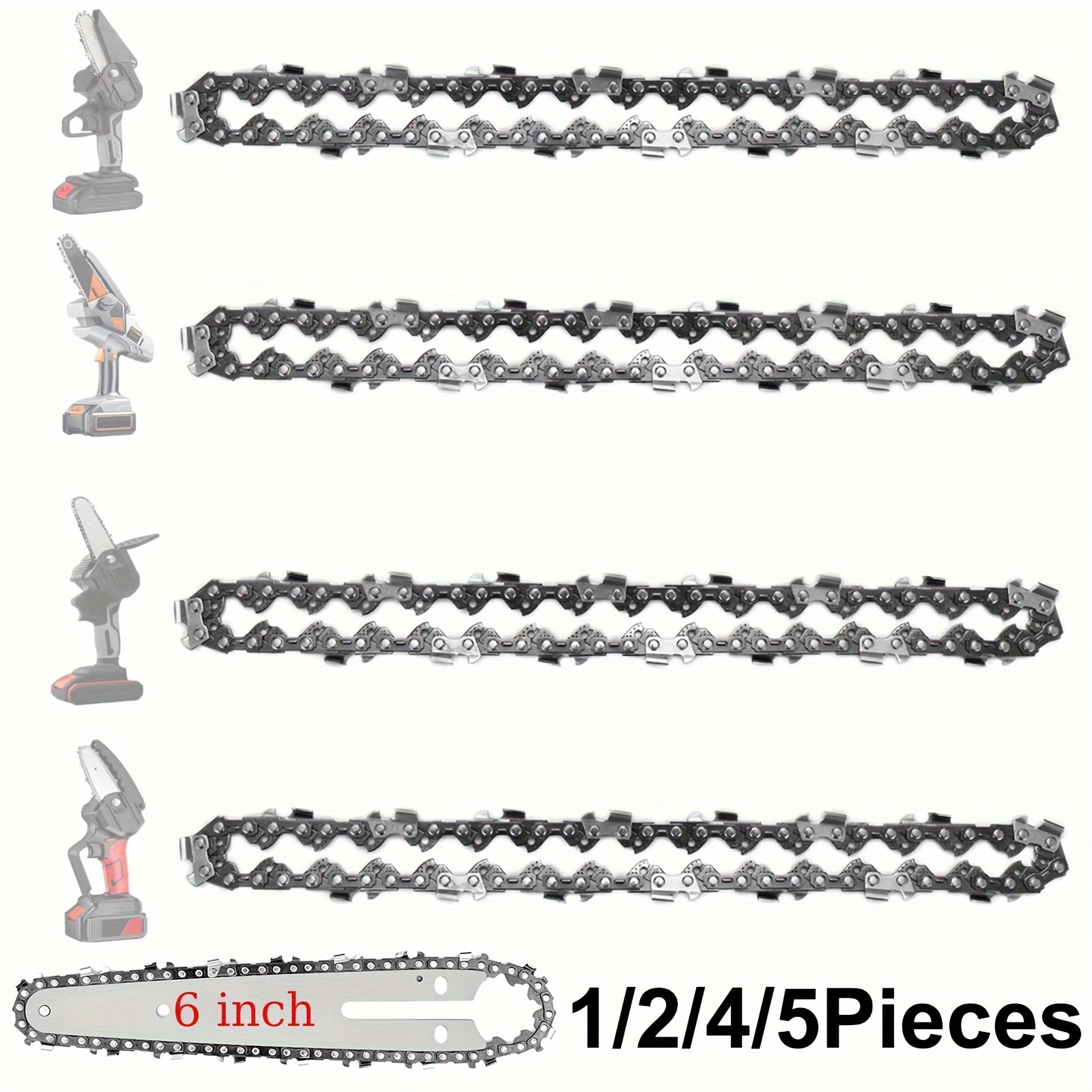 

6 Inch Mini Chainsaw Chain Accessories, 1/2/4/5pcs Chain Saw Chains For Cordless Electric Portable Mini Chainsaw For Pruning Shears Wood Cutting