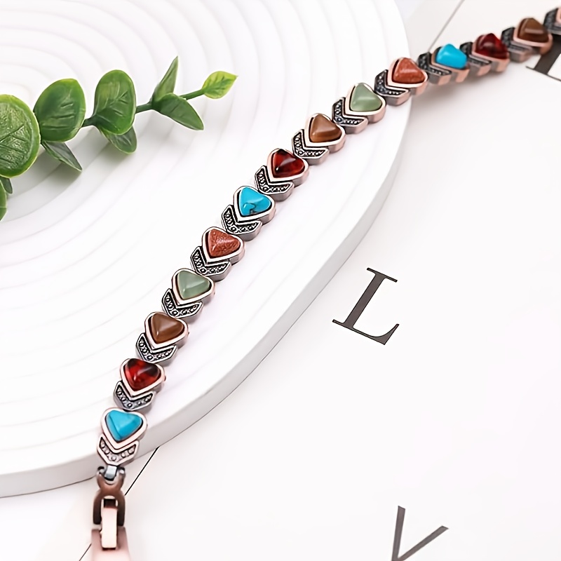 Women's Turquoise Magnetic Bracelet, Adjustable Steel Gift