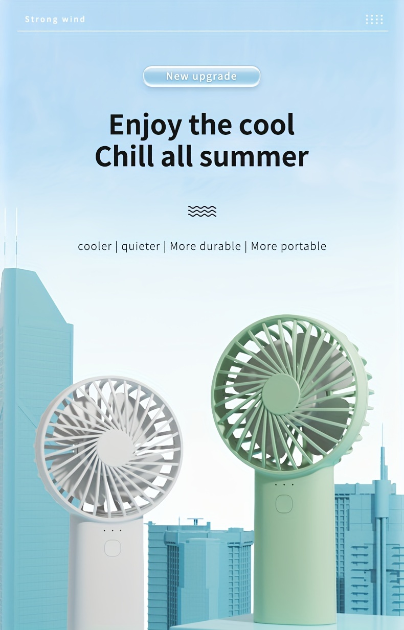 portable usb rechargeable handheld fan high velocity personal cooling device abs material with 1500mah lithium battery one click control cordless wearable design for indoor outdoor use details 0