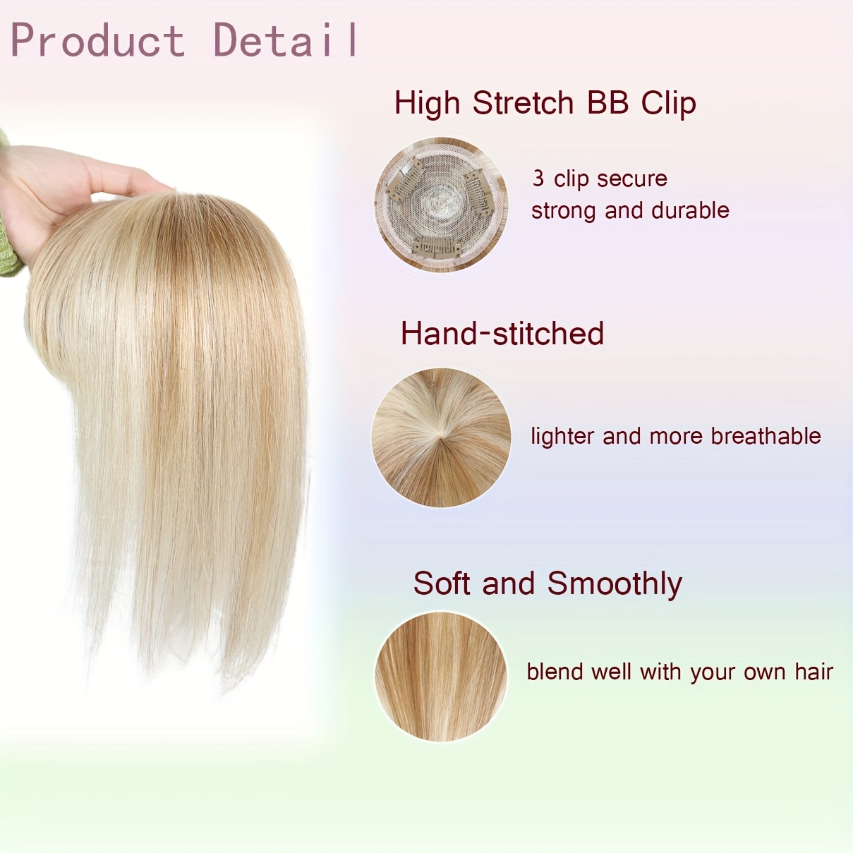 straight human hair clip in bangs made from 100 real human hair topper with bangs hair featuring wispy styles and   3    hair extensions are   women looking for   bangs to       12p613 color details 5