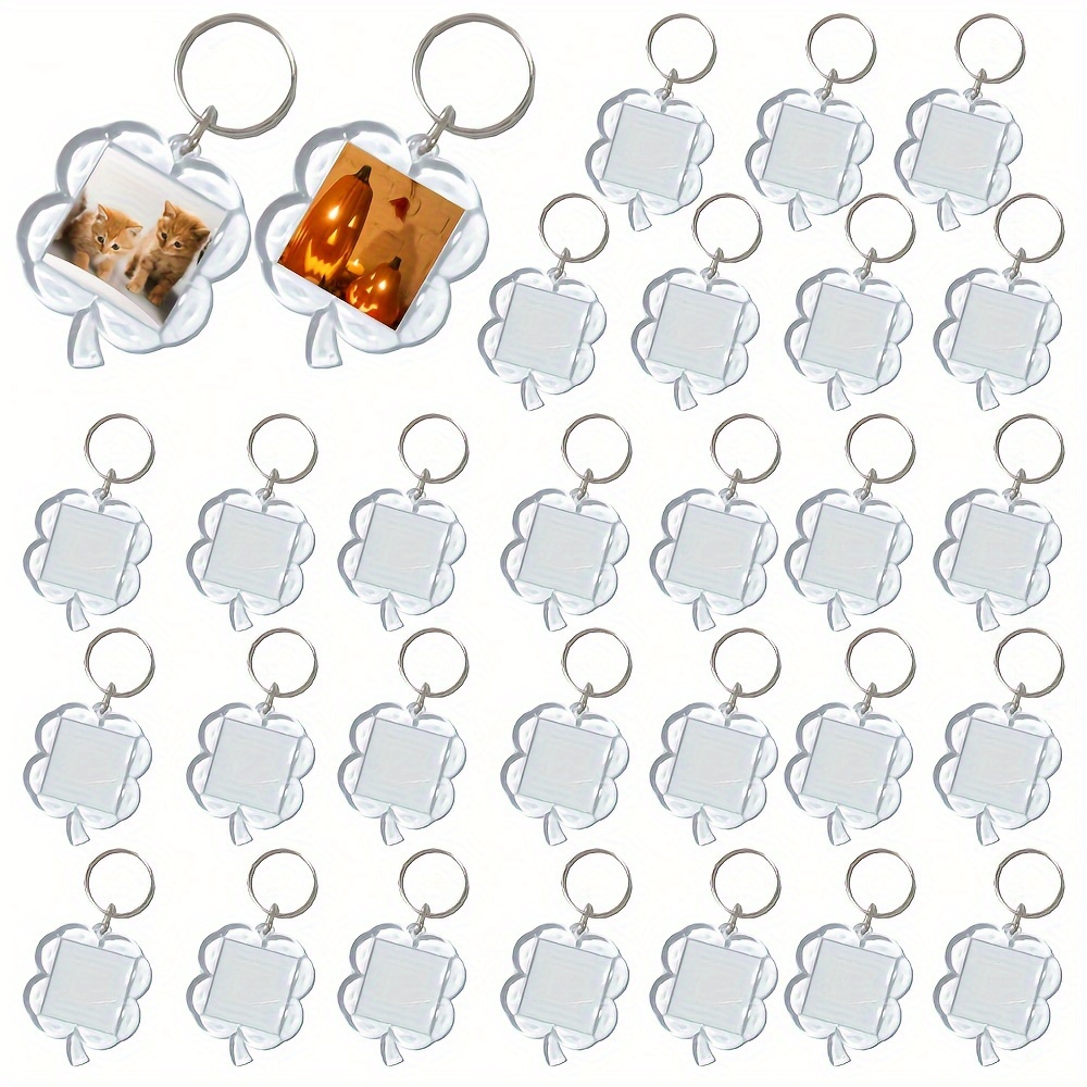 

30pcs Clear Acrylic Photo Keychains - Double-sided Blank Key Rings With For Gifts & Crafts, Insert Key Chain, Suitable For