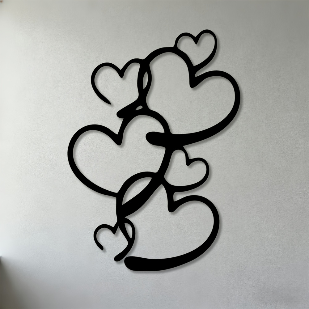 TEMU 2d Flat Design, 1pc Iron Art Heart-shaped Metal Wall Decor – Modern Minimalist Style Wall Art, Elegant Heart Shape, Suitable For Living Room,
