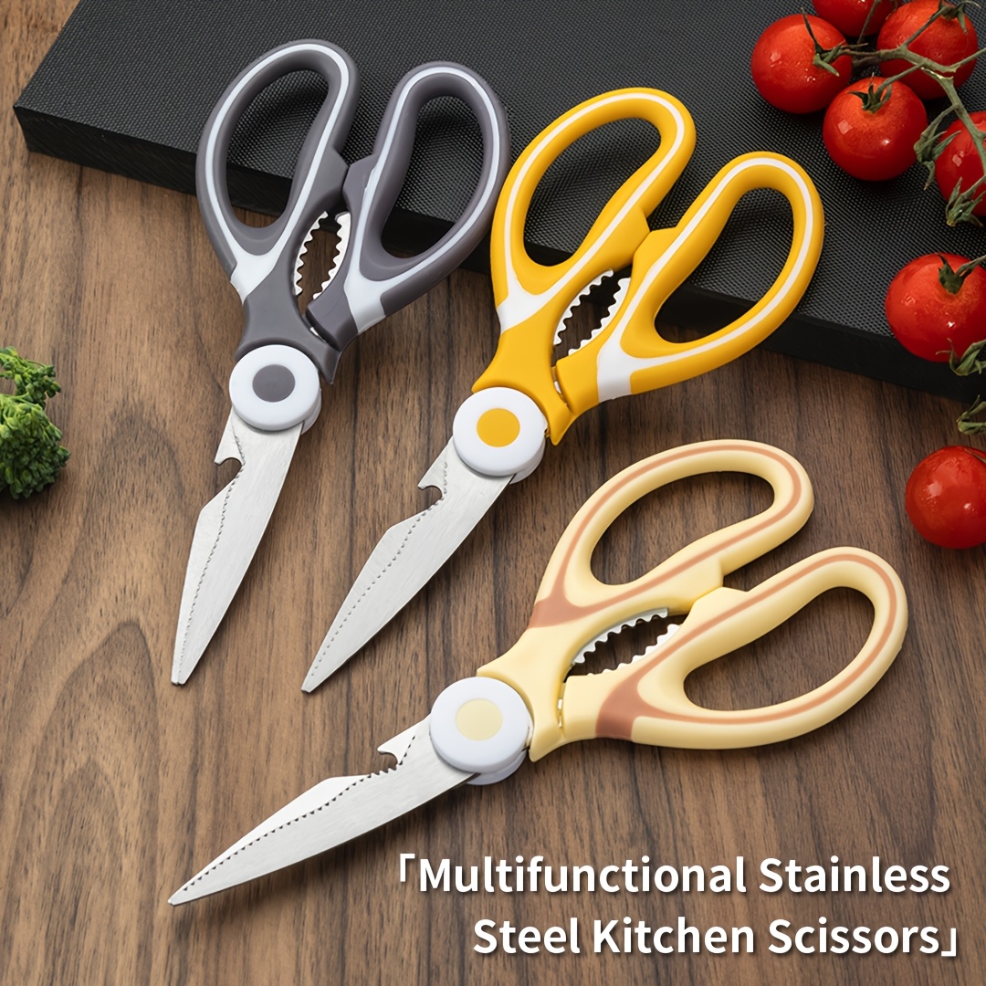 TEMU 3pcs Set Heavy-duty Stainless Steel Kitchen Scissors - Multi-functional Food Shears. Ergonomic Handle For Easy Left- And Right-hand Use, Perfect