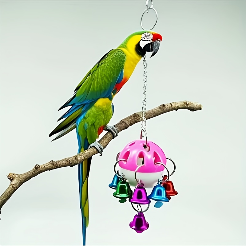 1pc Hanging Parrot Toy, With Colorful Plastic And Chain, Chewing Cage Accessory For Budgies And Long-tailed Parrots, Random Color
