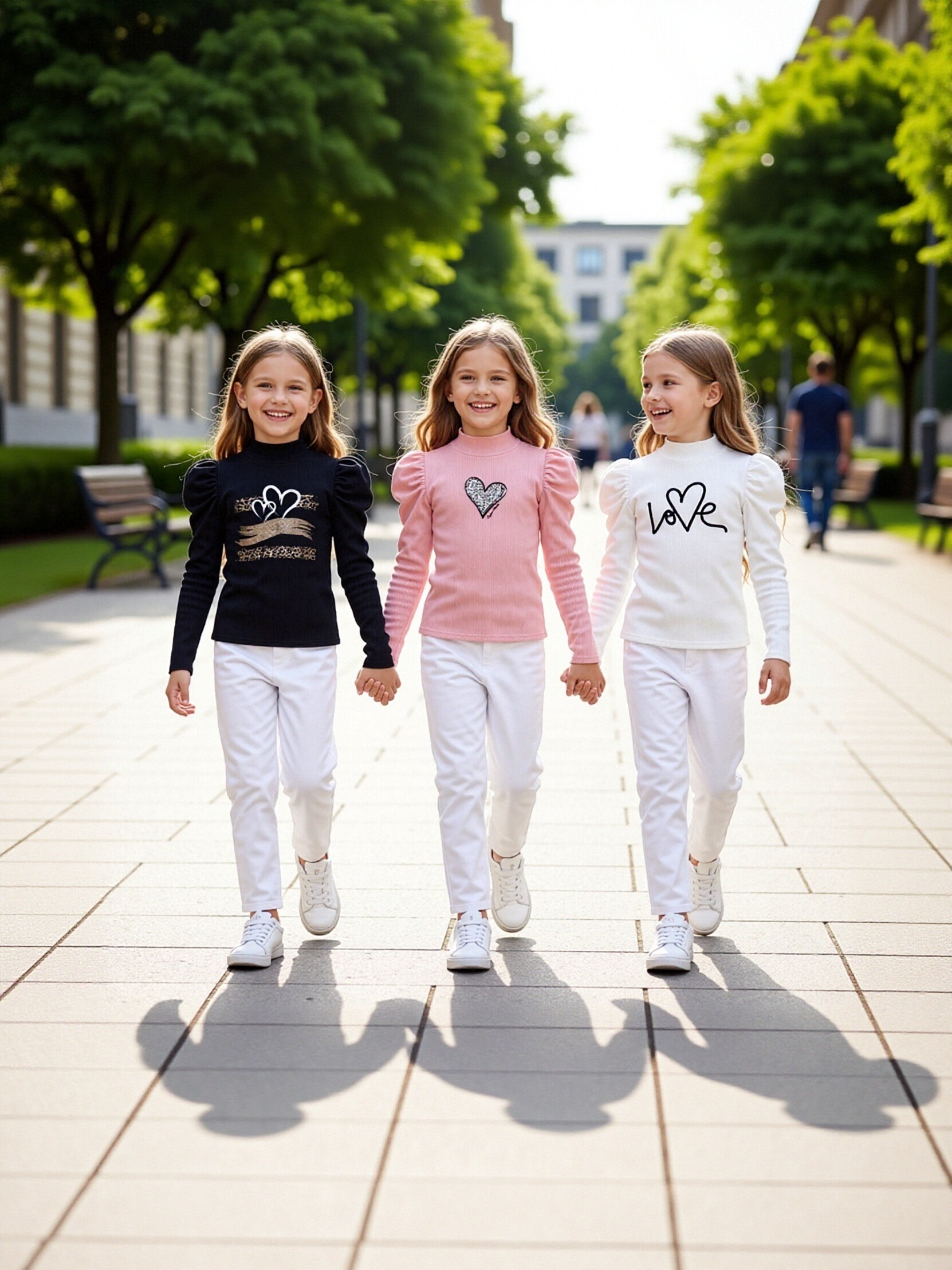 3pcs Ruffle Half-Turtleneck Long-Sleeve Top Set
