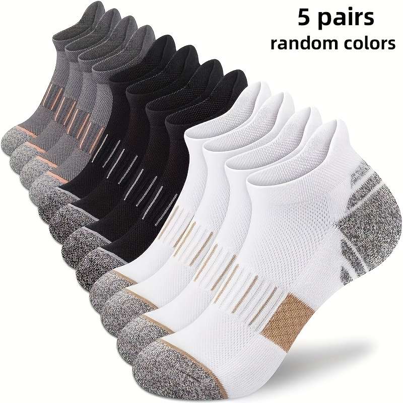 5 pairs of mens sports socks fashionable black white and gray options breathable and sweat absorbing for spring and summer casual running and mesh sports socks random colors