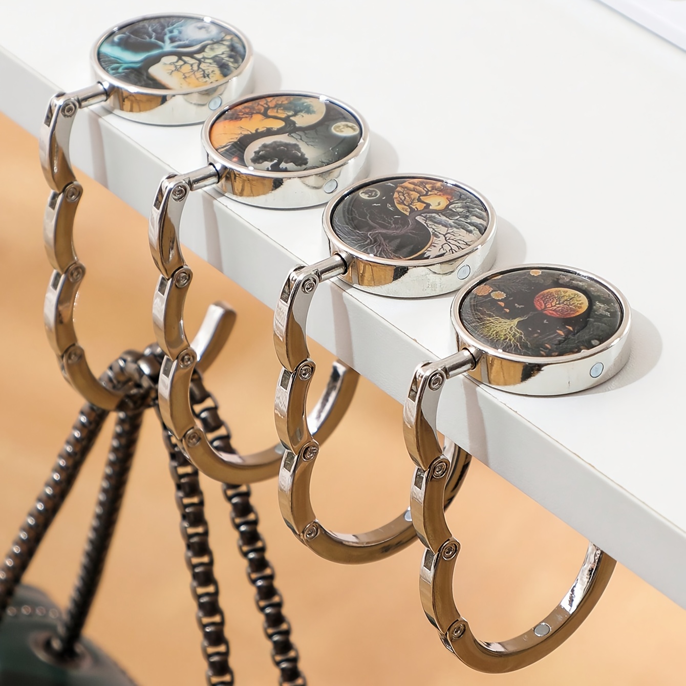 2D Tabletop Handbag Hook, Folding Purse Hook for Restaurants