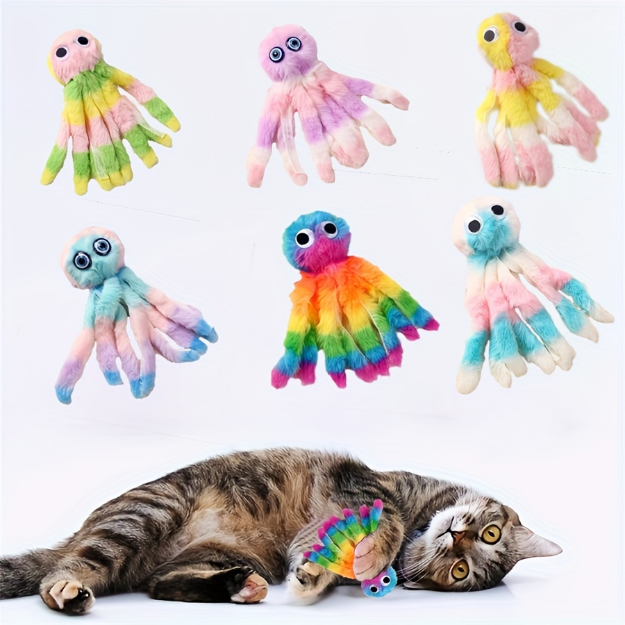 

Adorable Octopus Plush Cat Toy - Interactive Chew & , Teaser Wand Heads, Assorted Colors For Indoor Cats