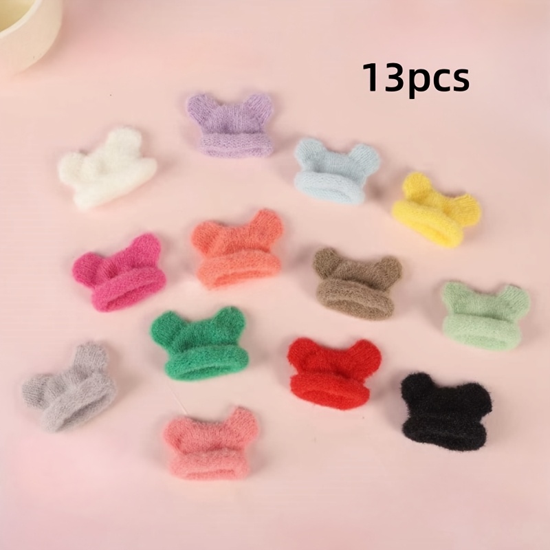 Image of 13pcs Mini Nylon Craft Hats - 13 Colors Soft Decorative Finger Caps For Making, Hairpins, Clothing Accessories & Gift Decorations, Crafting Projects | Whimsical Hats | Plush Mini Hats