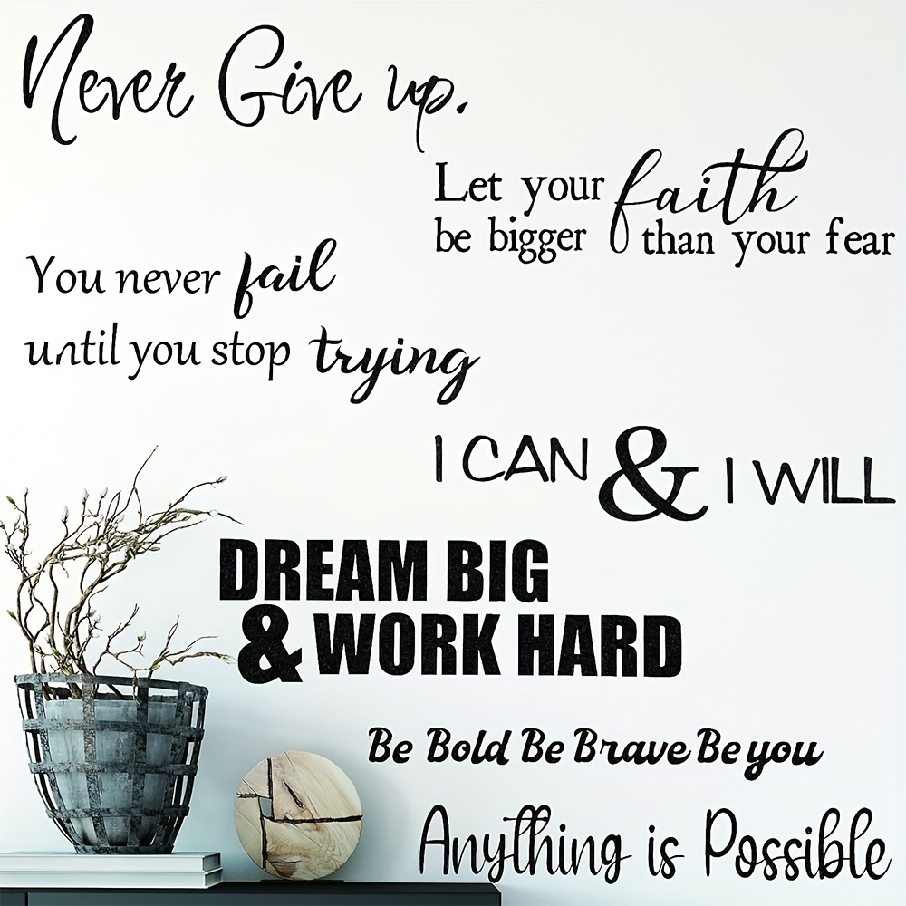 Inspirational Decals - ' Give Up, Is ' Motivational Stickers For Bedroom, , & Bathroom Decor