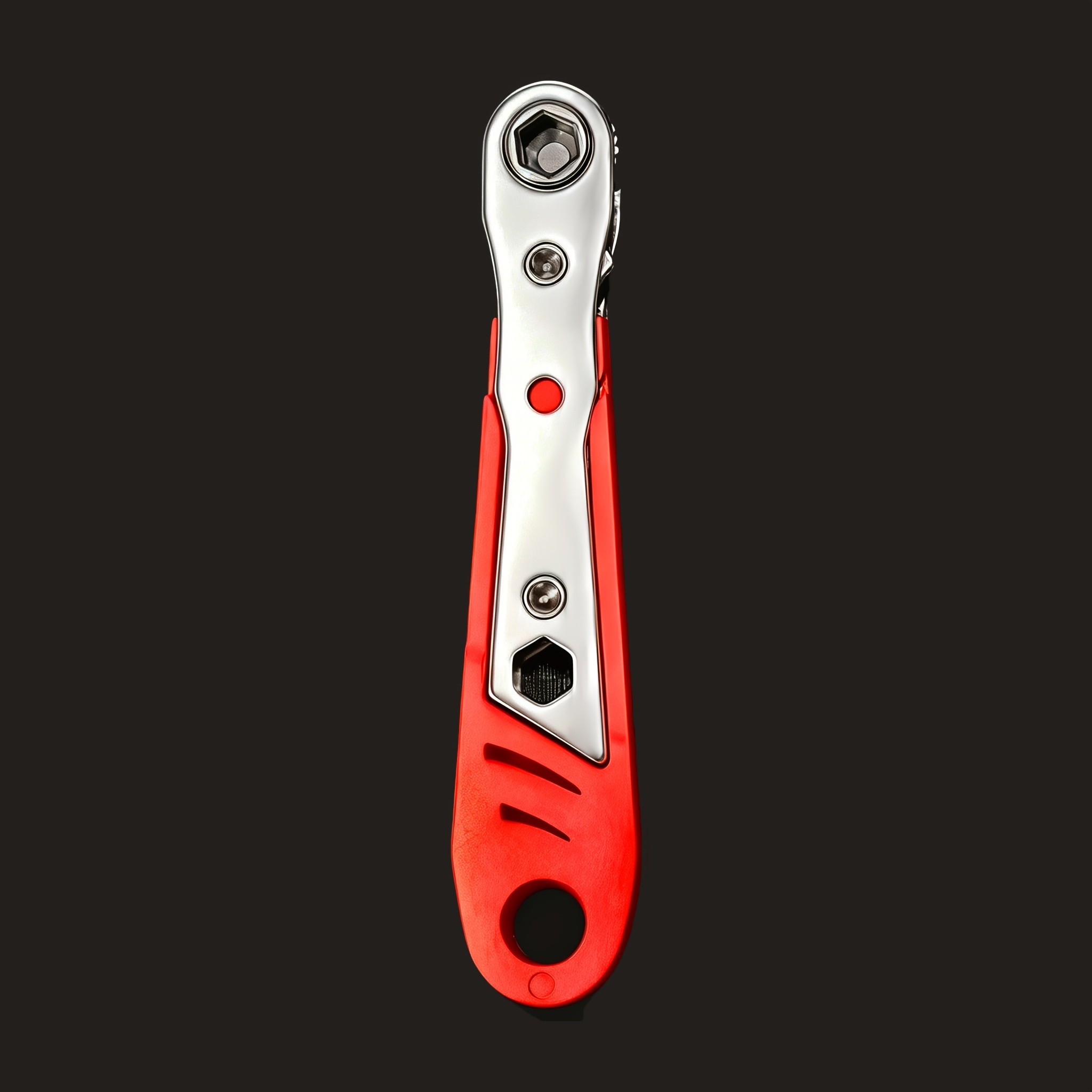TEMU Red Narrow-profile Ratcheting Screwdriver, 1pc – /reverse Ratchet Handle + Offset Wrench, Right-angle Bend, Phillips/flat/round Tips, Non-slip