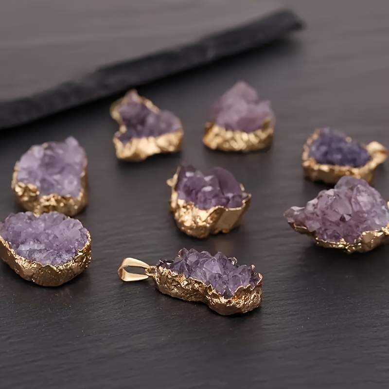 

Natural Amethyst Pendant, Irregular Amethyst Raw Stone Pendant Necklace, Jewelry Making Necklace Bracelet Earrings Diy Crafts, Ideal Christmas Thanksgiving Valentine's Day Gift