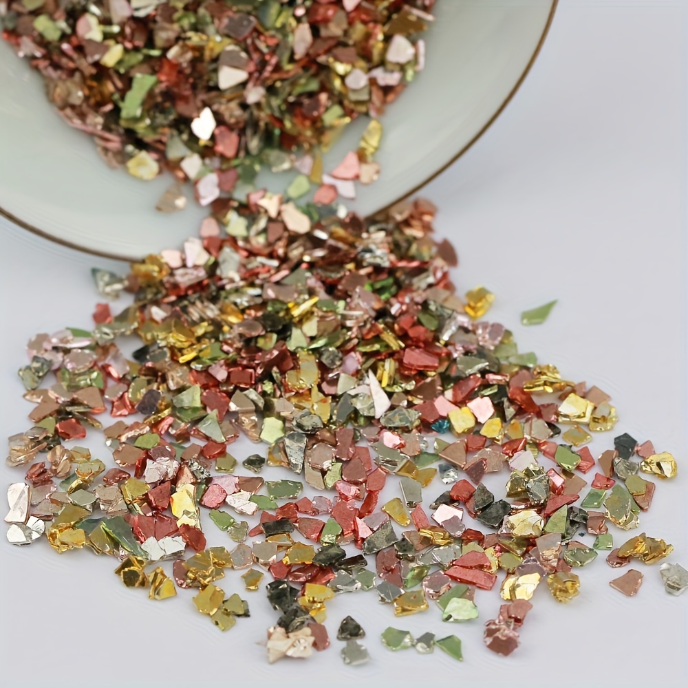 

10g Mixed Sizes 2/3/4mm Ab Glass Glitter Shards - Irregular Electroplated Flakes For Nail Art & Diy Crafts, Choose Your Color