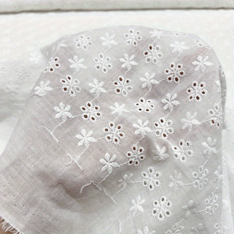 white embroidered dress material White Floral Embroidered Kota Doria Dress Material main image 0