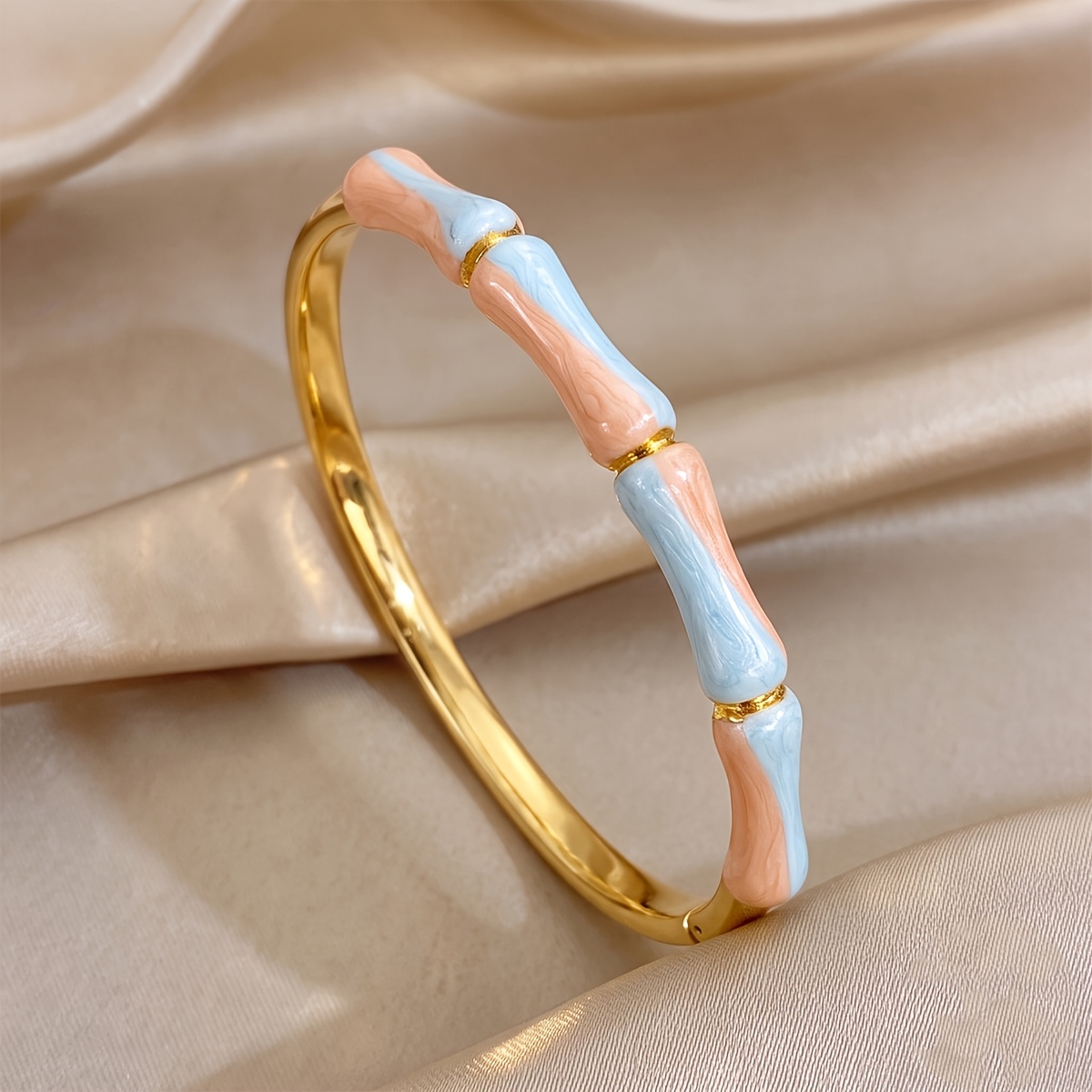 2pcs Unisex 18K Golden Plated Exquisite Bangle Set, Workplace Wear