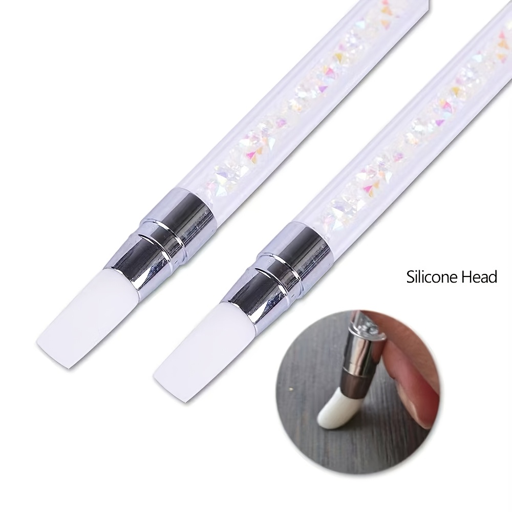 2 Nail Art Brushes for 3D Carving & Glitter Painting