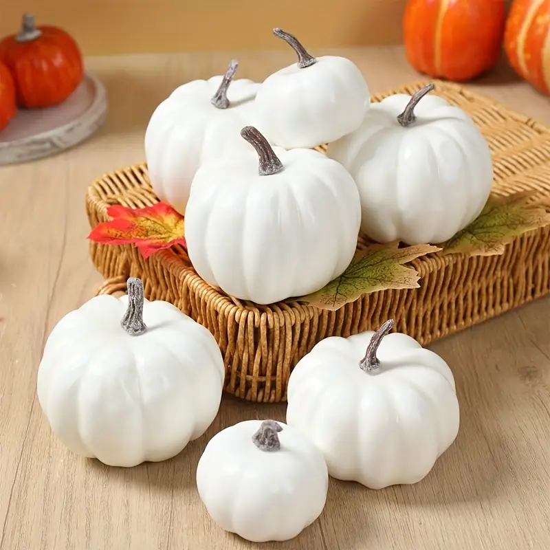 12 ks, bílá simulace dýně, halloween party dekoraci pro domov, říční sklizeň party stolní decoration happy thanksgiving day decorations pumpkin artificial pumpkins for happy halloween. velké dětských oslav a velikonočních svátcích 0