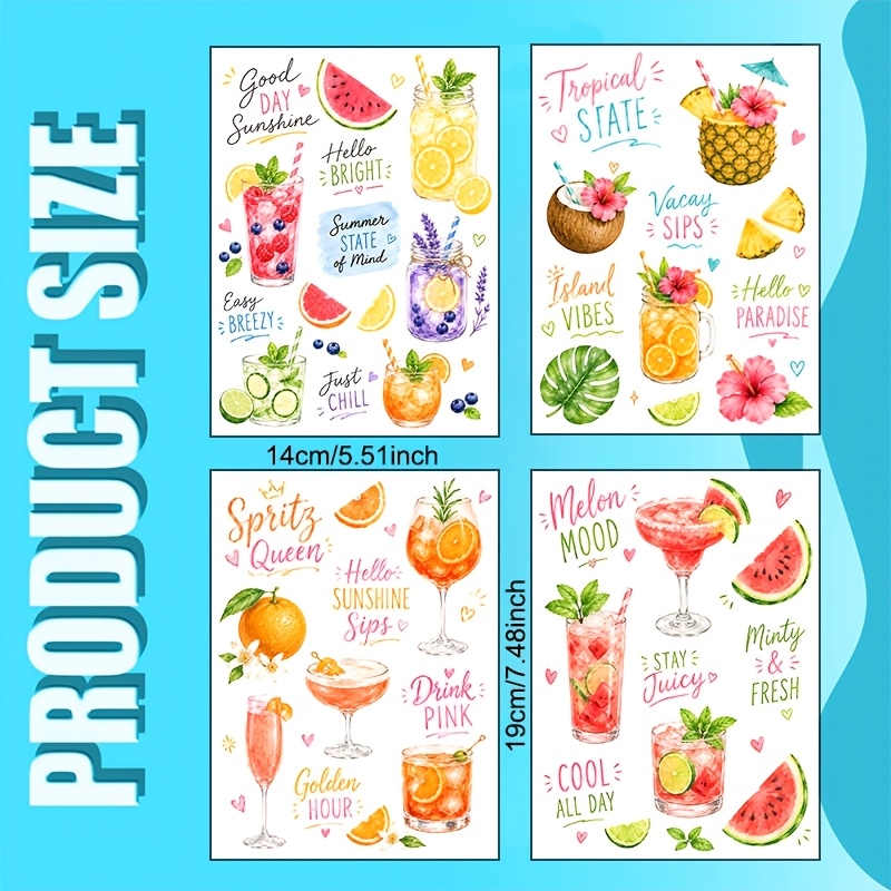 Image of 4 Sheets/set 4 Styles Of Fruit S Uv Dtf Transfer Paper - Suitable For Mugs, 16oz Glass Cups, Notebooks, Computers, Tables, Chairs, Etc., For , High | Vibrant (mugs Not Included, Transfer Paper Sold)