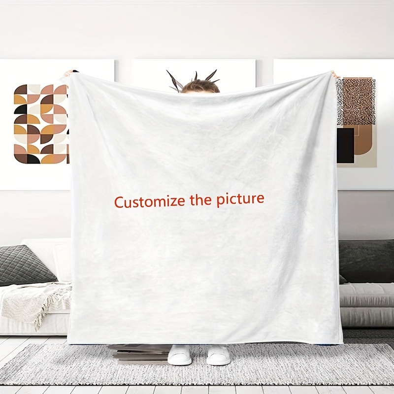 

-pattern Customizable Blanket - , Flannel, Knitted , 100% , 200-/m² Weight, - 1pc Personalized -