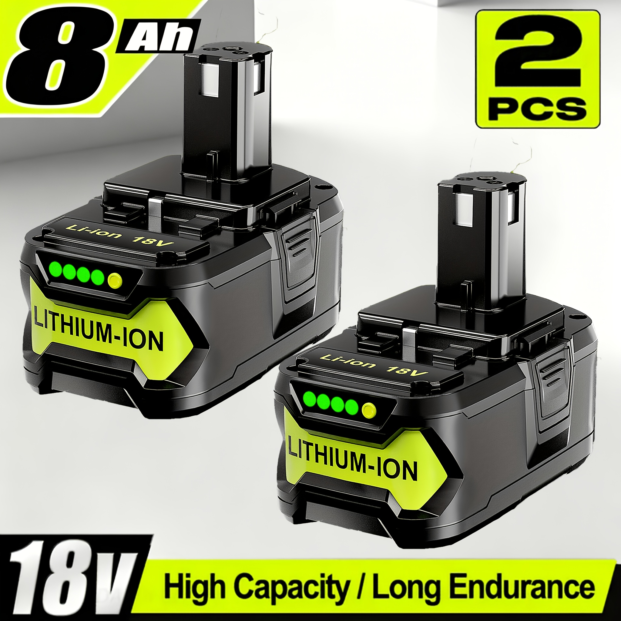 4/2/1 Pack For Ryobi 18v One+ Series 8.0ah Premium Battery, For Ryobi 18v Battery , P108, P189, Pbp005, Pbp006, Pbp2005, , P197 Cordless Power Tools Lithium-ion Battery