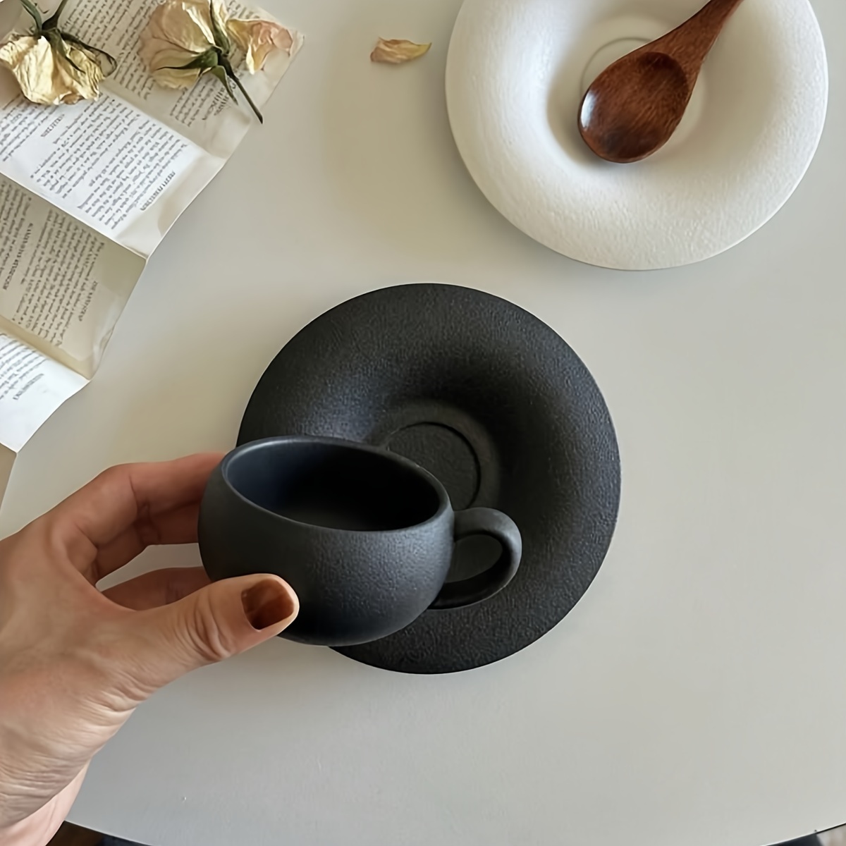 1 set 280ml 110ml white black vintage frosted stone - Temu Mexico
