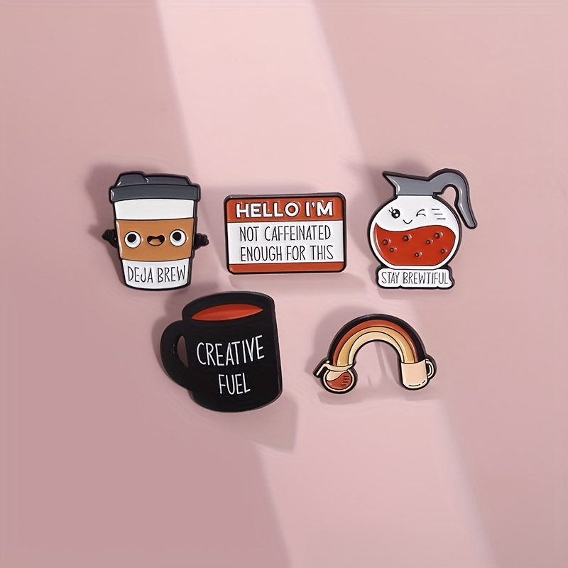 

Coffee-themed Enamel Pin Set, Cute Cartoon Zinc Alloy Brooches With - No Plating, Ideal For Daily Wear, Gifts, Decorative Accessories For Hats And Backpacks