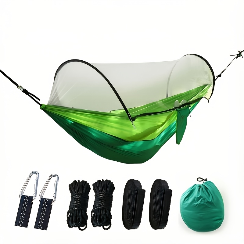 TEMU Hamac Double de Camping avec Moustiquaire et Pare-soleil, Convient pour Randonnées/ de Camping, Détente - Durable et Légère, avec Sangle