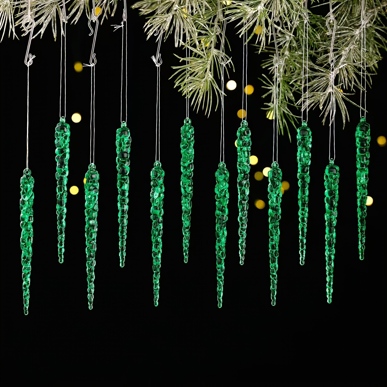 TEMU 2d Flat, 7-color Hanging Ice Waterfall Ornament - 5.1-inch Transparent Acrylic Falls Suitable For Christmas Tree Decorations, Winter & Holiday