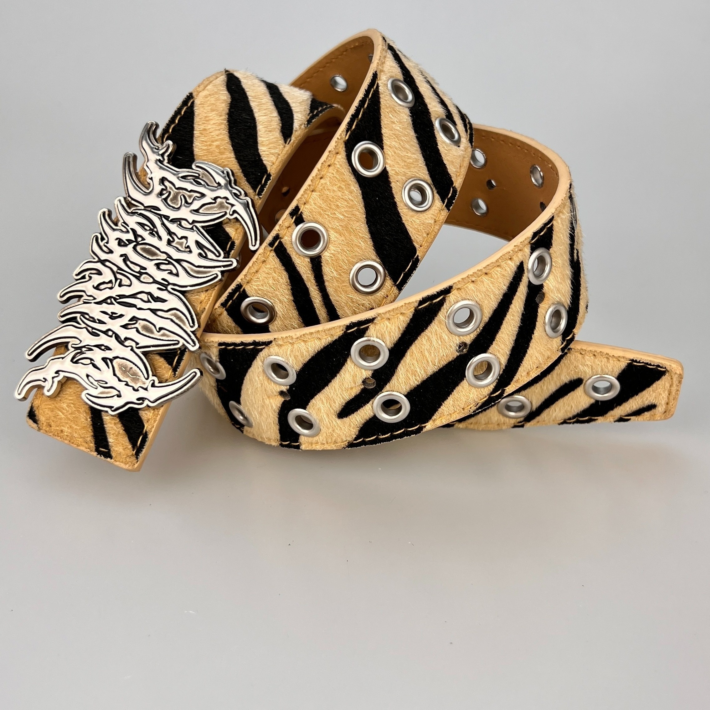 Vintage Made in USA Leopard Calf Hair Belt Brass Elephant Zebra Y2K Safari Small Calf Hair Belt Zebra - Etsy main image 3