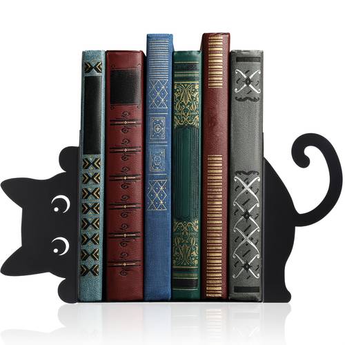 niedlicher kätzchen metall-buchstütze - eisen katzen-buchhalter deko mit sitzenden & stehenden katzenfiguren, langlebige buchstützen für regaldekoration, für büro, bibliothek - geschenk für buchliebhaber