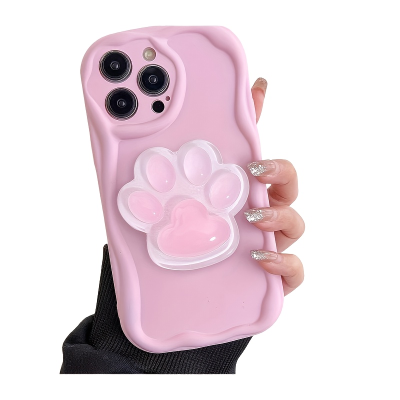 

1pc Cute Cat Paw Design Tpu Phone Grip, Waterproof Telescopic Mobile Phone Holder, Folding Lazy Phone Bracket For Viewing