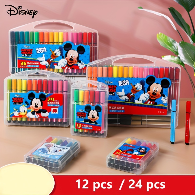 

Disney Mickey & Marvel Watercolor Pens Set - Washable, 12/24 Colors, Triangular Grip, Ideal For Students & Birthday Gifts