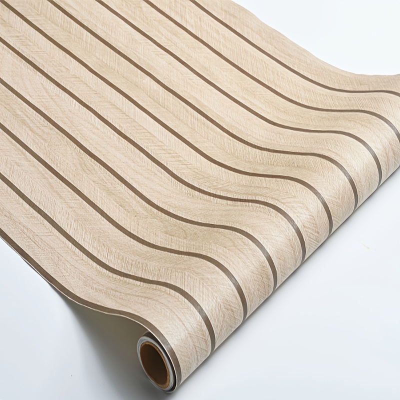 TEMU 45cm×300cm 1 Roll Realistic Wood Grain Waterproof Pvc Patch Sticker | Self-adhesive Decorative Wallpaper | Diy Home Decor, Easy Application,