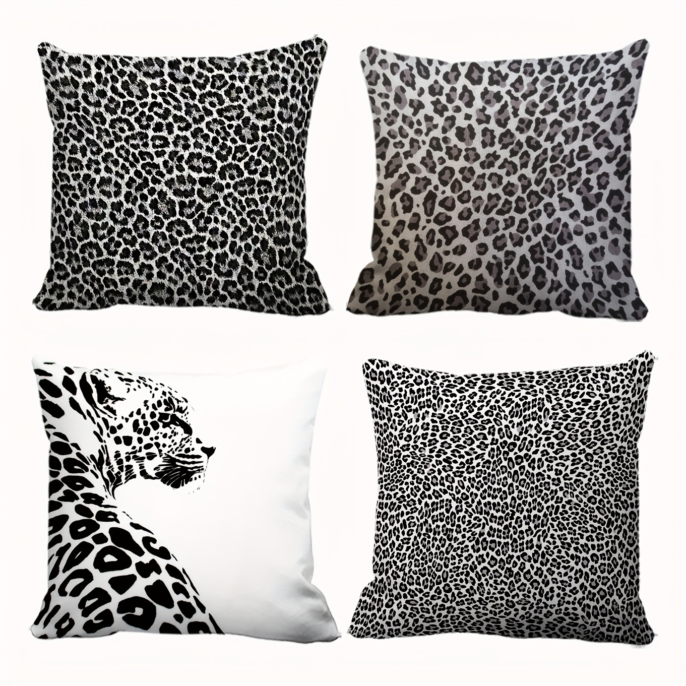 TEMU 4 Pezzi Set di Federe Cuscino Vintage con Stampa Leopardo - Eleganti, e Selvatiche Federe con Stampa Leopardata, Ideali per Ufficio, Feste di