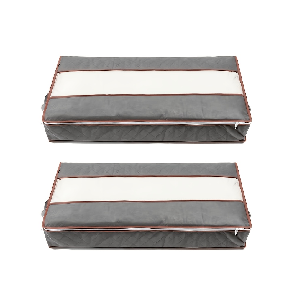 TEMU Quilt Storage For Under The Bed, Fabric Organizer With A Lid, Large Capacity Clothing Storage Box Made Of Thick Non-woven Fabric, Flat Quilt
