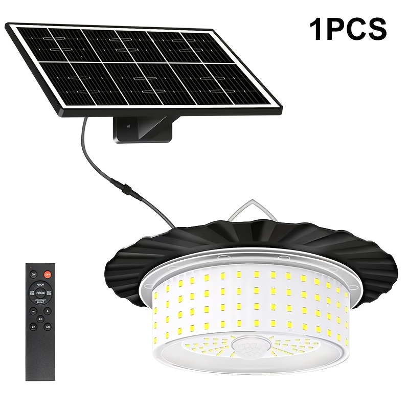 TEMU Outdoor Waterproof Solar Light Ip44, 244 Led Beads 360° Wide-angle Floodlight, Suitable For Indoor And Outdoor Use, With Remote Control And