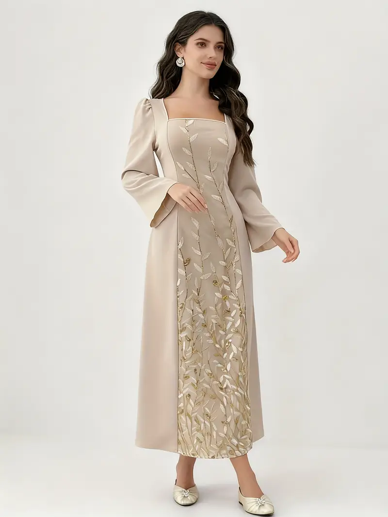 Elegant Ladies' Dresses for Eid, Featuring Stunning And *. New * with a Fitted Waist, Flattering Silhouette, Long Sleeves, And Floor-Length Style Elegant Ladies' Dresses for Eid, Featuring Stunning And *. New * with a Fitted Waist, Flattering Silhouette, Long Sleeves, And Floor-Length Style