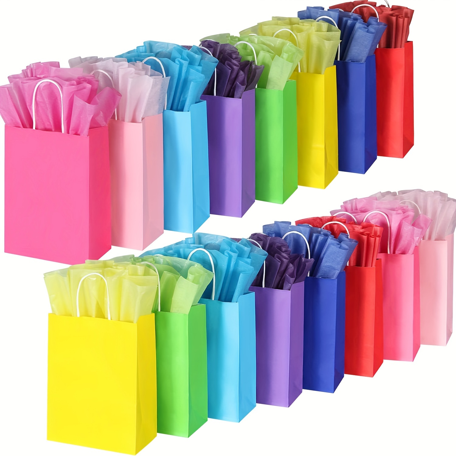 

32/16/48pcs Gift Bags, 8 Colors With Handles Party Bags, Large Rainbow Gift Bags, Suitable For Weddings, Birthdays, Party Supplies And Gifts