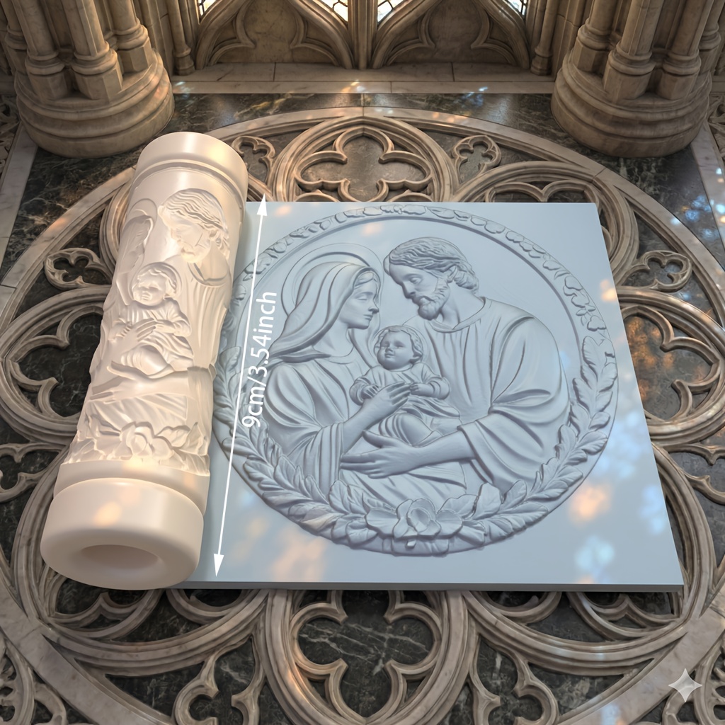 TEMU 1pc Holy Family Textured Polymer Clay Embossing Roller With Holy Family Patterns (,) - Plastic Suitable For Ceramic, Pottery, Sculpture, Jewelry