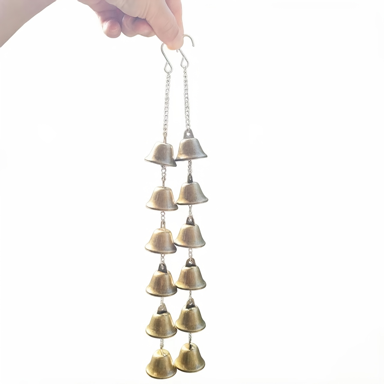 TEMU Lot de , carillon à vent en fer et bronze métallique, 6 clochettes par , 6 assemblés à , clochettes en fer rustiques avec chaîne décorative,