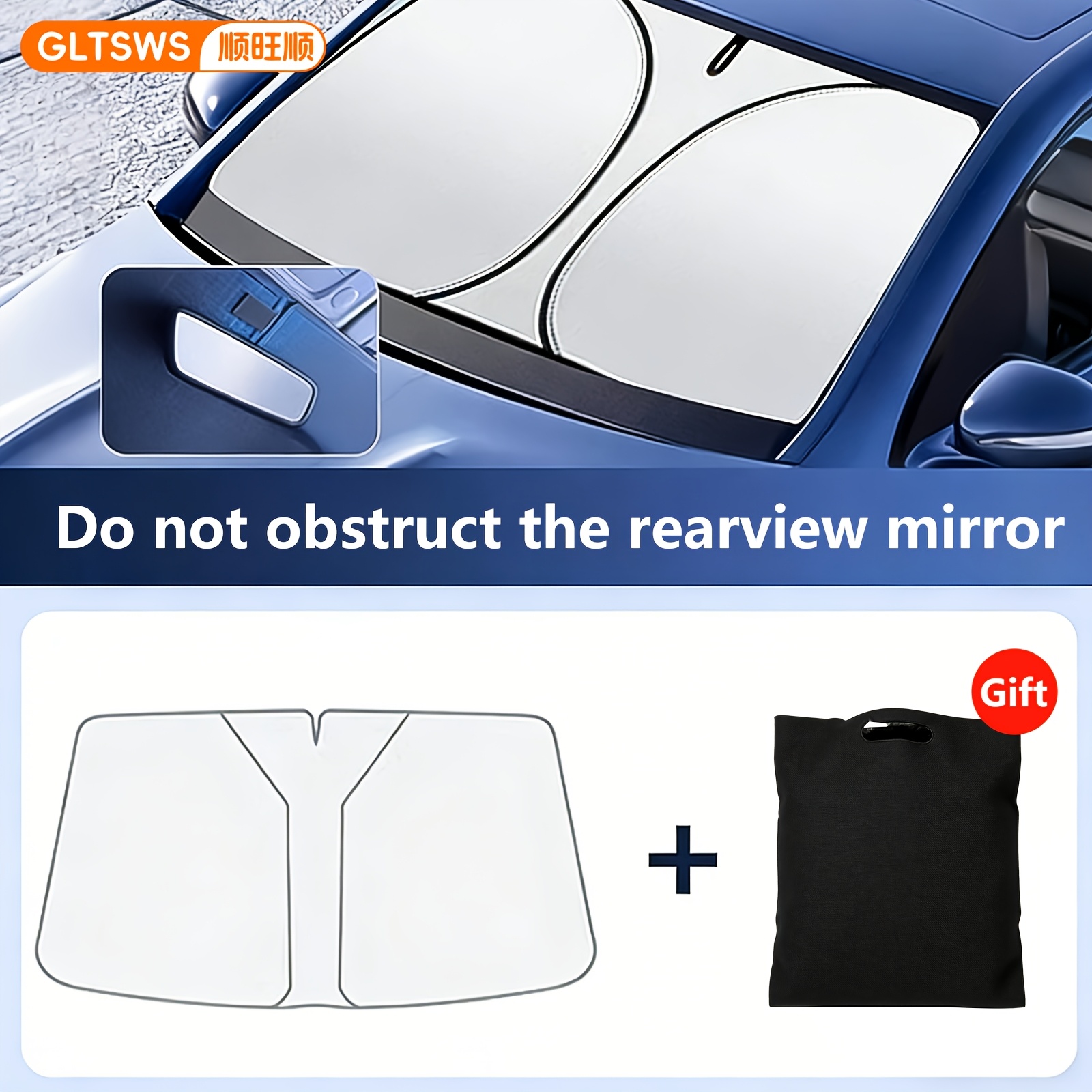 1pc Car Front Windshield Sun Shade, Universal Foldable Sun Visor For Heat Insulation, Uv Protection Car Sunshade For Outdoor Use