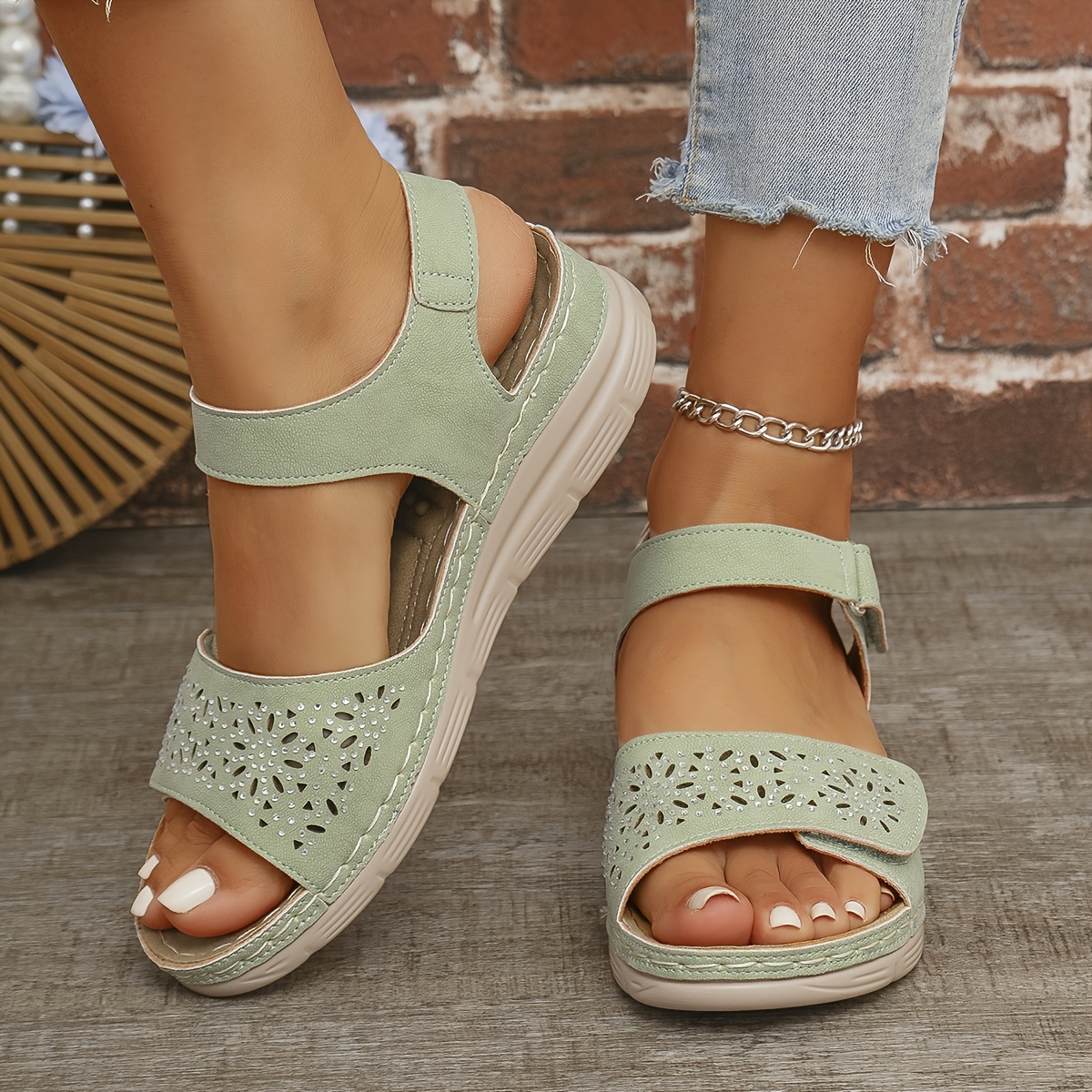TEMU Women's Fashion Comfortable Minimalist Versatile Breathable Mesh Soft Sole Casual Sandals, Women Shoes