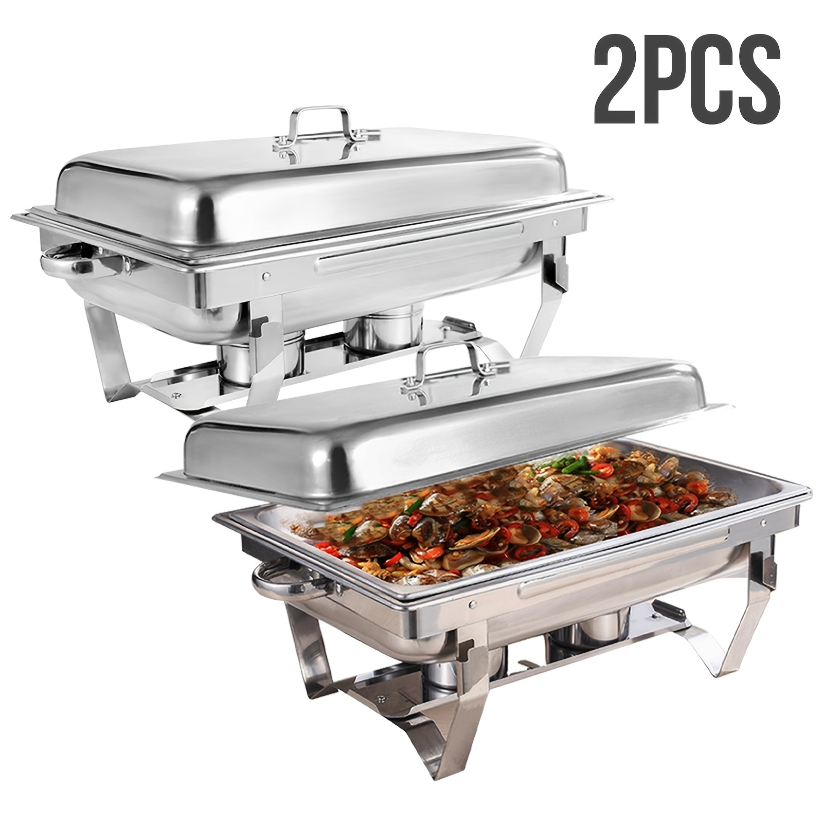 

9l/8qt Chafing For Set Of 2/4/6 - Rectangular Kit Folding Stand, , And - , -, And To - For Catering, Parties, Weddings, And Restaurants