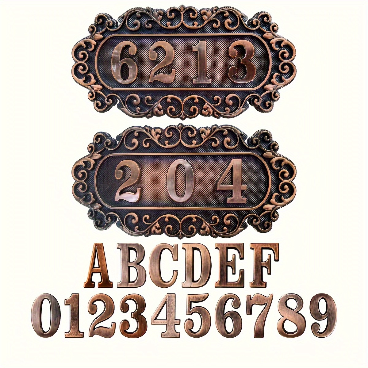 

1pc, Exquisite Antique Bronze Doorplate Villa Doorplate Hotel Apartment Doorplate Residential Area Daxia Doorplate Imitation Metal 3d Digital License Plate Outdoor Festival Decoration Home Decoration