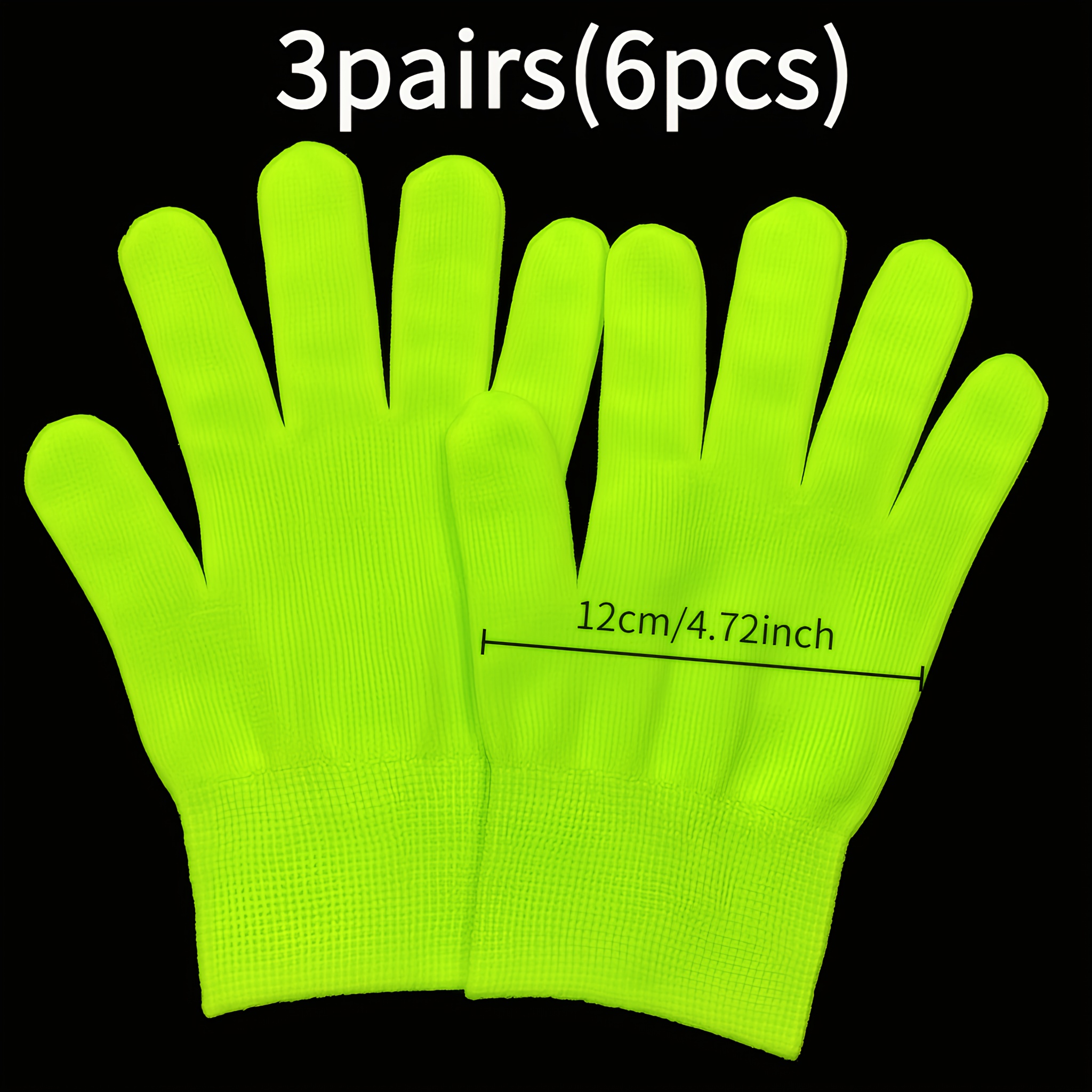E-shop 3 Paar fluoreszierend grüne Strickhandschuhe, Laufhandschuhe, enganliegende und atmungsaktive elastische Handschuhe, warme und winddichte