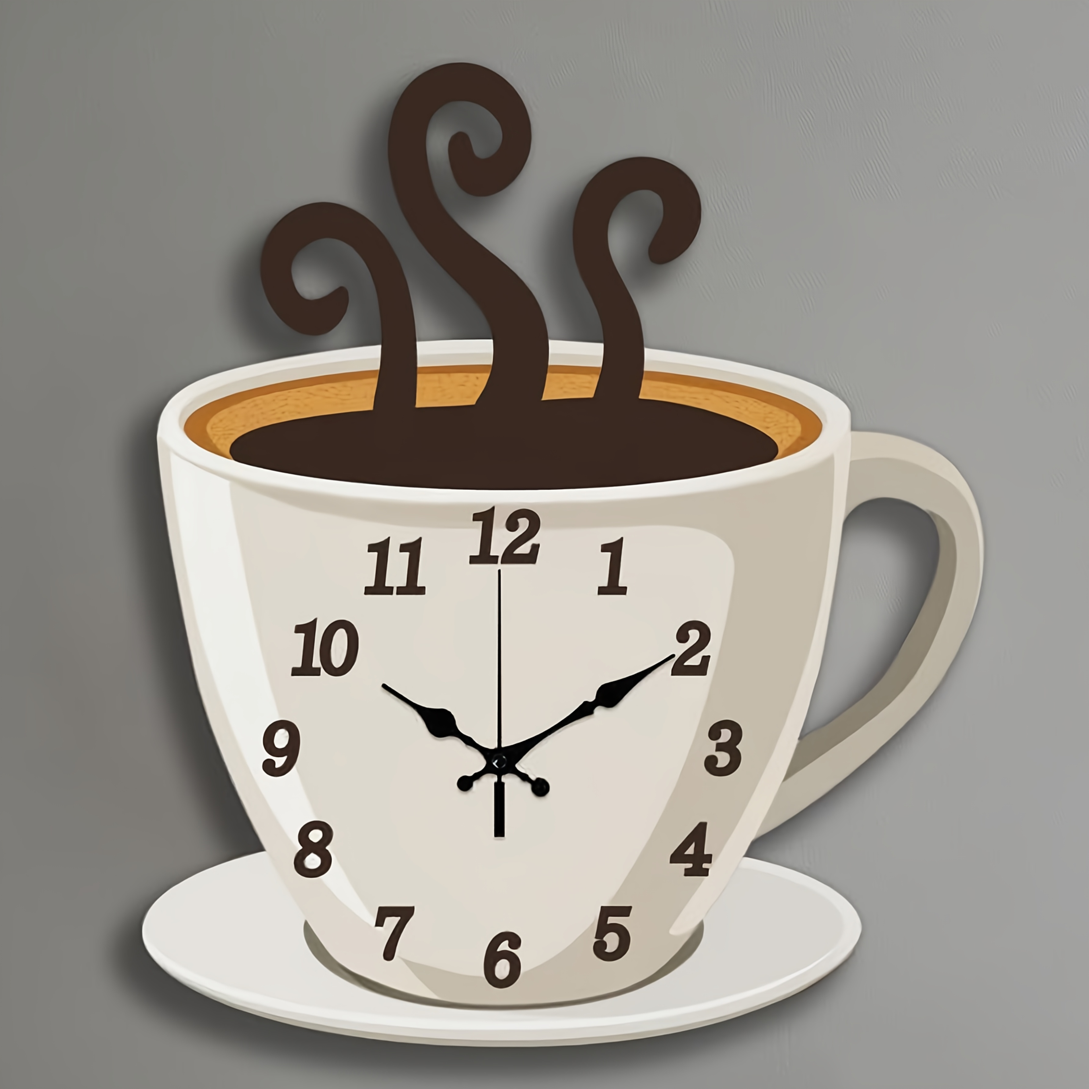 TEMU 1pc Unique Clock, Creative Coffee Wall Clock, Irregular Cutout Design Quartz Wooden Clock, Silent Operation, Suitable For Bedroom Living Room