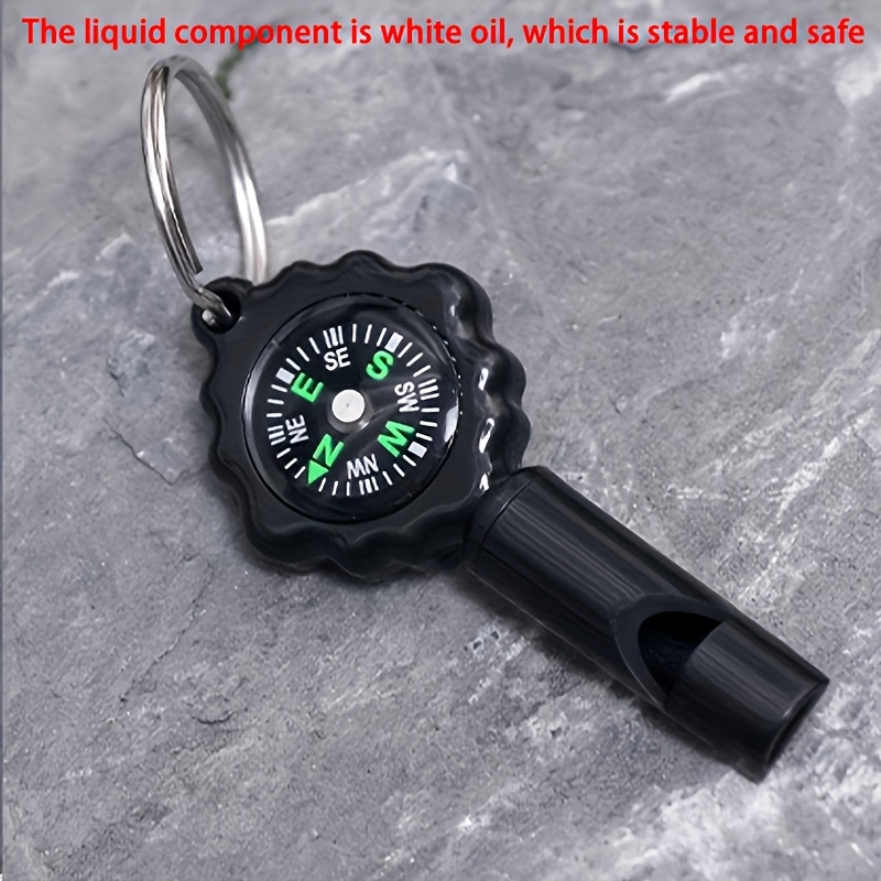 Outdoor Survival Whistle Compass Keychain 3-in-1 Multifunctional Mountaineering Hiking Camping Wilderness Adventure Durable Fall-resistant Whistle Compass