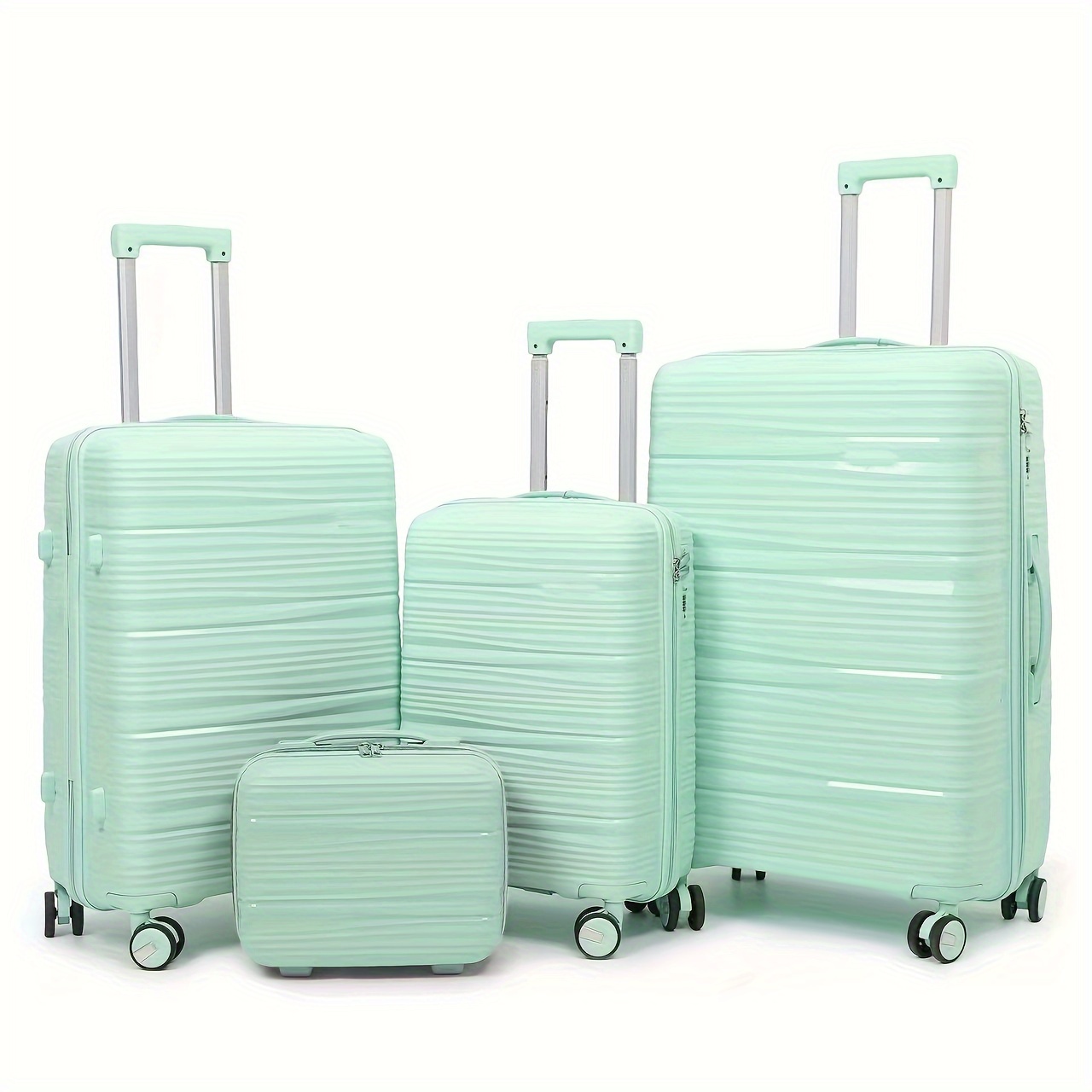 Suitcase Set Pp Material Telescopic Handle Spinner Wheels Temu United Kingdom