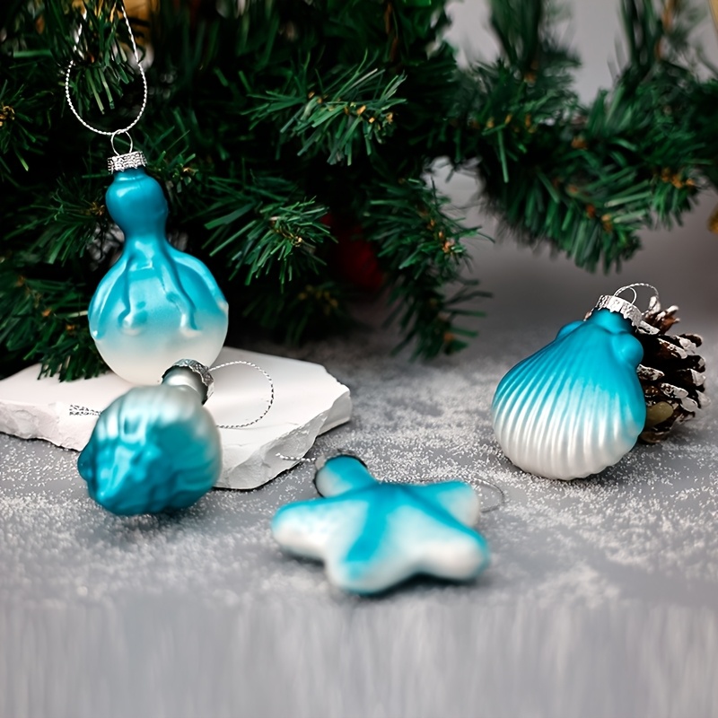 

4pcs Oceanbreeze Blown Christmas Ornaments Set - , Starfish, , - Hanging Decorations For Christmas Tree And New 's